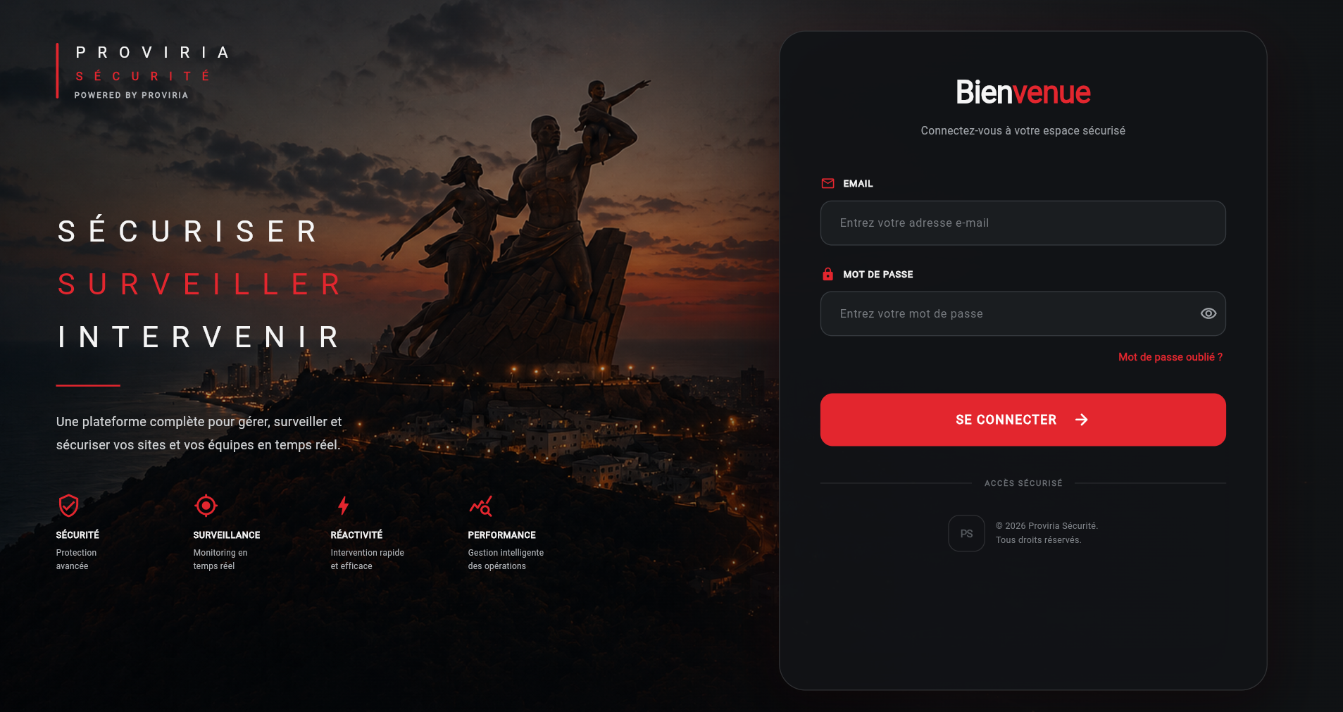 Proviria Security login screen